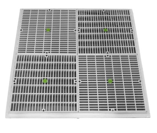 AquaStar 24-Inch X 24-Inch Frame With 4 12-Inch X 12-Inch Drain Covers White - 24101