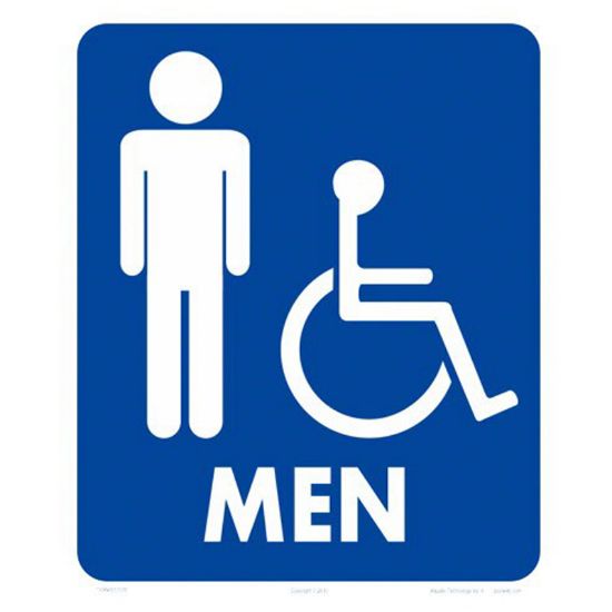 Aquatic Technology 10 X 12 MEN/WHEELCHAIR Accessible Signn Heavy Duty White Aluminum - 7108WA1012E