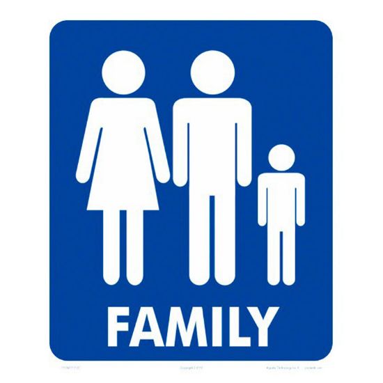 Aquatic Technology 10 X 12 Family Restroom Sign Age Sign Heavy Duty White Aluminum - 7112WA1012E
