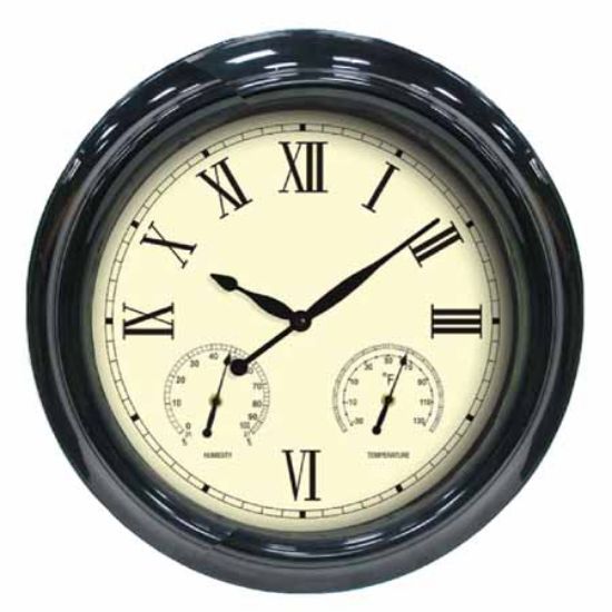 Poolmaster 18-Inch CLOCK/THERMOMETER/HYGROMETER 6/CS - Black - 52558