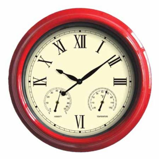Poolmaster 18-Inch CLOCK/THERMOMETER/HYGROMETER 6/CS - Red - 52559