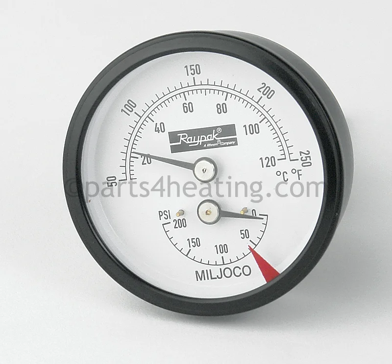 Raypak007399FTemperature and Pressure Gauge 0-200 PSI