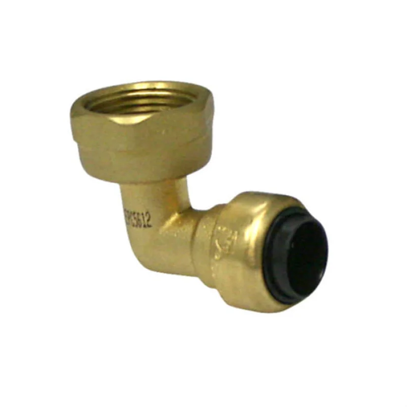 1/2" x 3/4" Brass Push Fit Garden Hose Nut Elbow 10177473
