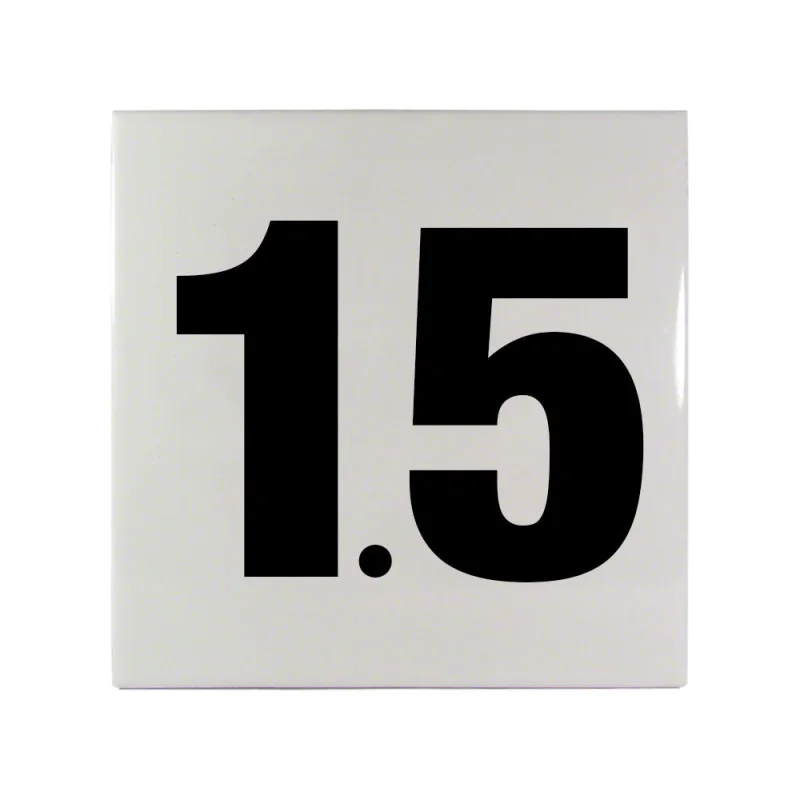 1.5 Ceramic Smooth Tile Depth Marker 6 Inch x 6 Inch with 4 Inch Lettering