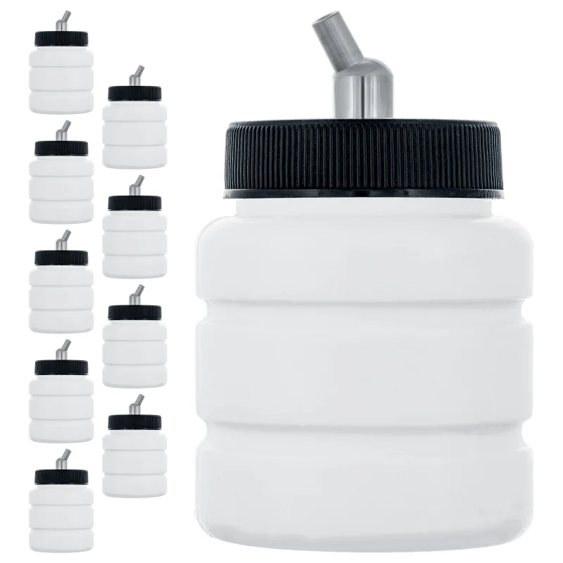 10 Pack TB-006, 2.7 oz Plastic Jar Bottles with 30 degree Down Angle Adaptor Lid Assembly, Dual-Action Siphon