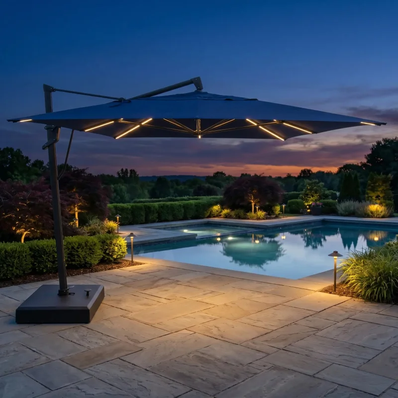 10'x13' Designer Rectangle AKZ+ Starlux Cantilever Umbrella - Indigo