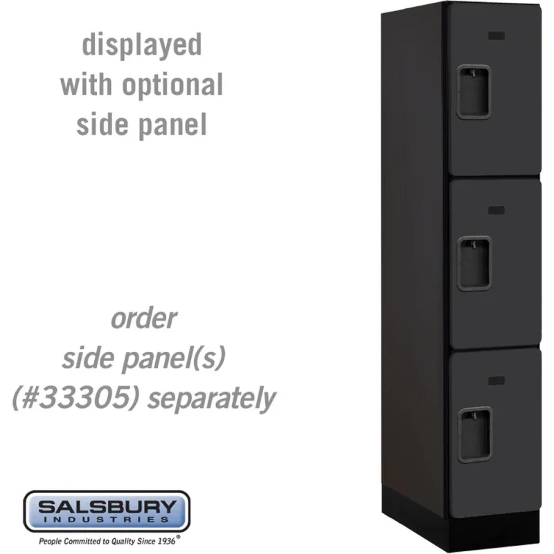 12" Wide Triple Tier Designer Wood Locker - 1 Wide - 5 Feet High - 21" Deep by Salsbury Black