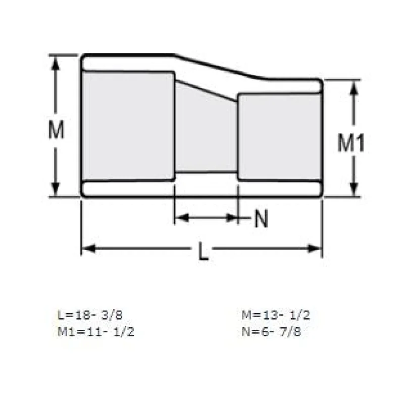 12" x 10" Sch 40 PVC Eccentric Reducer Coupling Soc 429-670FE (Fabricated Fitting)