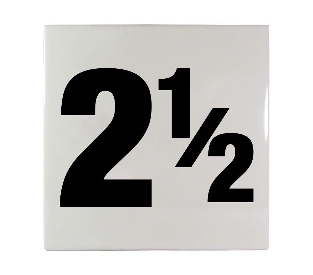 2 1/2 Ceramic Smooth Tile Depth Marker 6 Inch x 6 Inch with 4 Inch Lettering