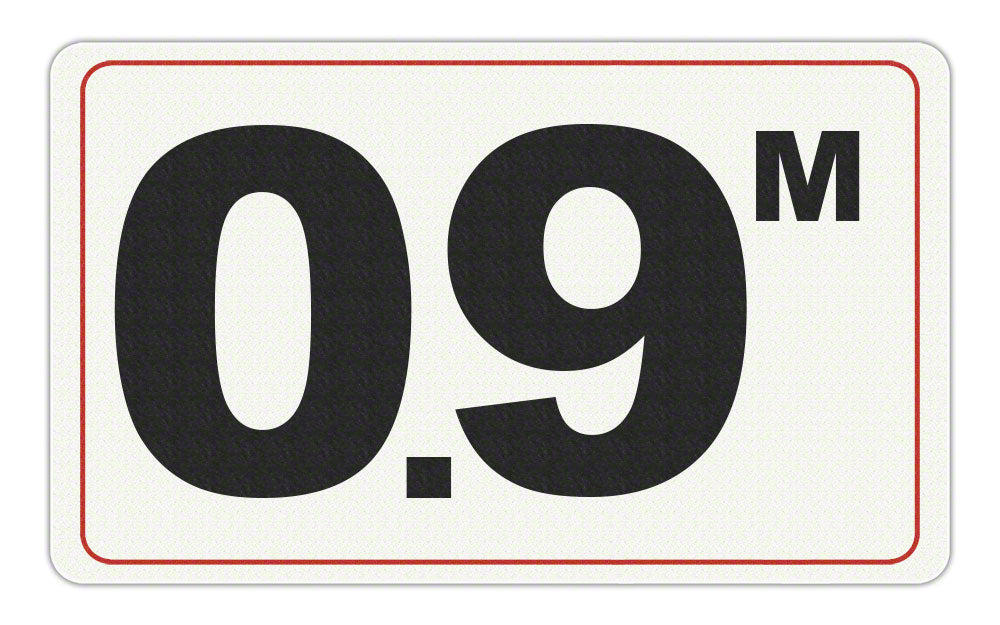 0.9 M - Adhesive Depth Marker - 10 Inch x 6 Inch with 4 Inch Lettering