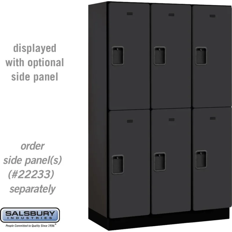 15" Wide Double Tier Designer Wood Locker - 3 Wide - 6 Feet High - 18" Deep by Salsbury Black