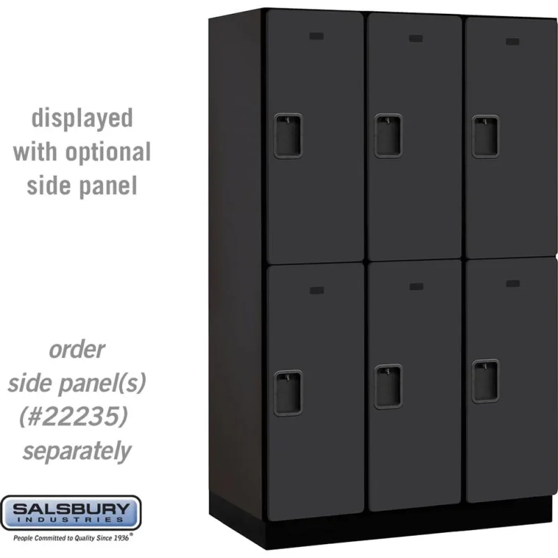 15" Wide Double Tier Designer Wood Locker - 3 Wide - 6 Feet High - 21" Deep by Salsbury Black