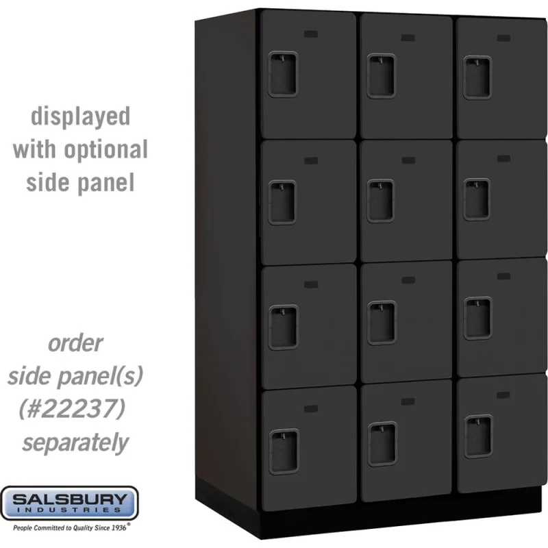 15" Wide Four Tier Designer Wood Locker - 3 Wide - 6 Feet High - 24" Deep by Salsbury Black