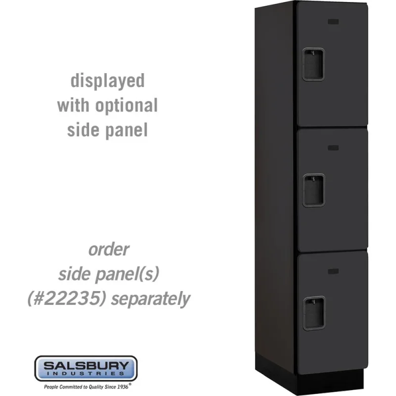 15" Wide Triple Tier Designer Wood Locker - 1 Wide - 6 Feet High - 21" Deep by Salsbury Black