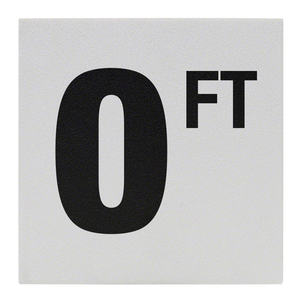 0 FT Ceramic Skid Resistant Tile Depth Marker 6 Inch x 6 Inch with 4 Inch Lettering