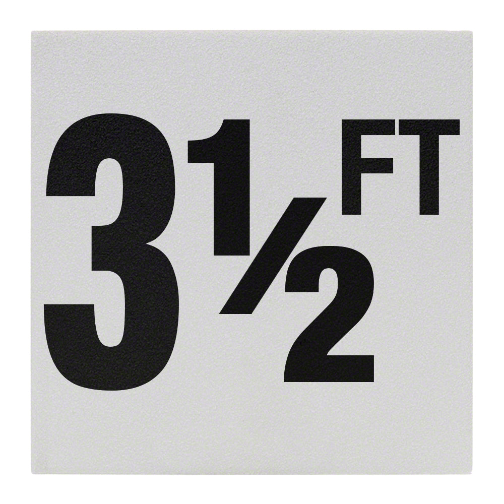 3 1/2 FT Ceramic Skid Resistant Tile Depth Marker 6 Inch x 6 Inch with 4 Inch Lettering