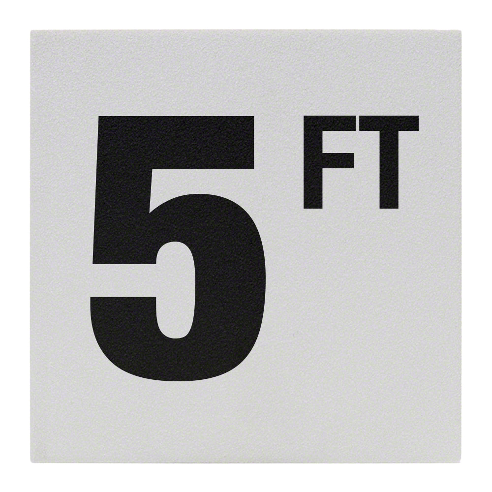 5 FT Ceramic Skid Resistant Tile Depth Marker 6 Inch x 6 Inch with 4 Inch Lettering