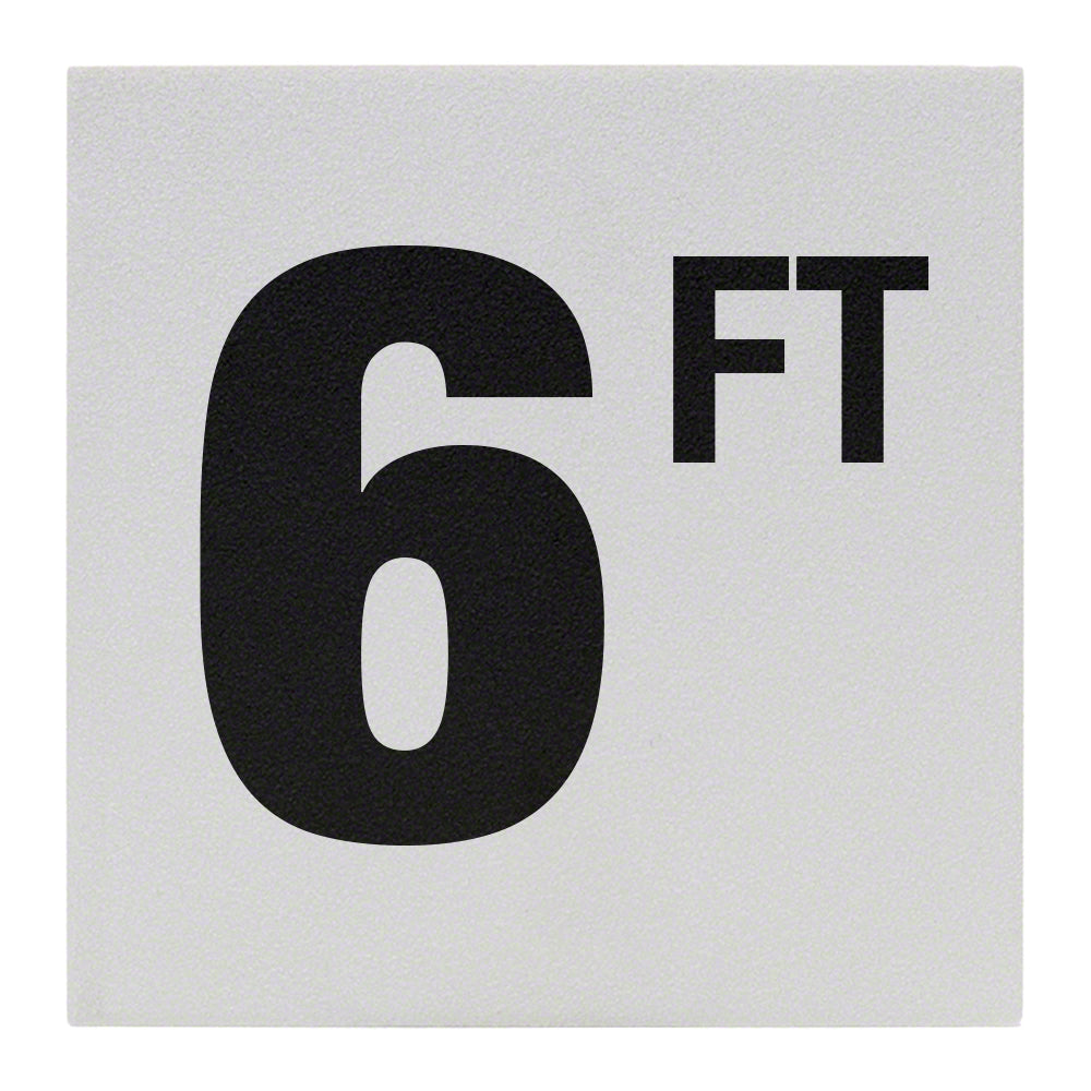 6 FT Ceramic Skid Resistant Tile Depth Marker 6 Inch x 6 Inch with 4 Inch Lettering