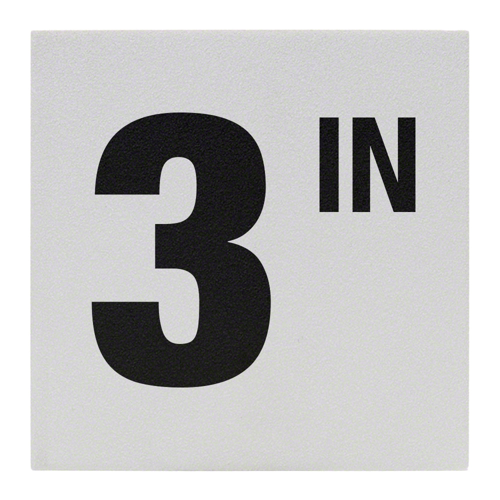 3 IN Ceramic Skid Resistant Tile Depth Marker 6 Inch x 6 Inch with 4 Inch Lettering