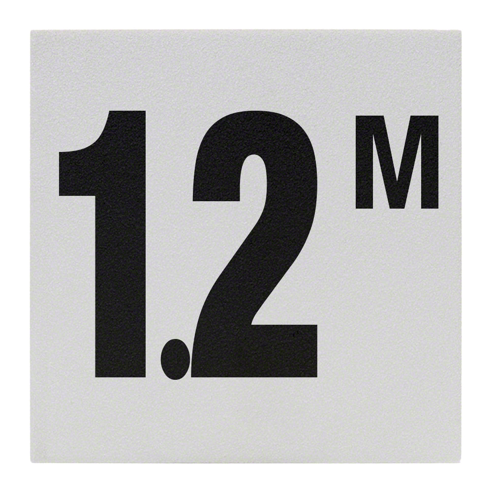 1.2 M Ceramic Skid Resistant Tile Depth Marker 6 Inch x 6 Inch with 4 Inch Lettering
