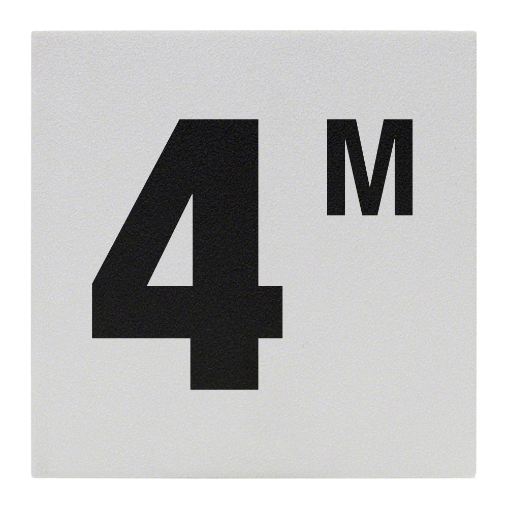 4 M Ceramic Skid Resistant Tile Depth Marker 6 Inch x 6 Inch with 4 Inch Lettering