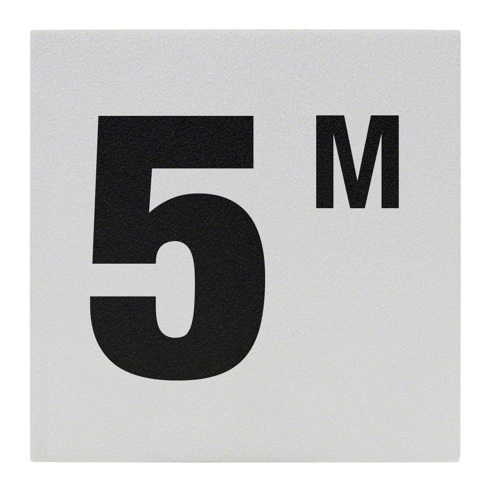 5 M Ceramic Skid Resistant Tile Depth Marker 6 Inch x 6 Inch with 4 Inch Lettering