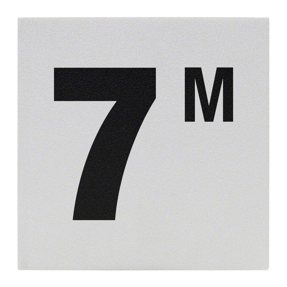 7 M Ceramic Skid Resistant Tile Depth Marker 6 Inch x 6 Inch with 4 Inch Lettering