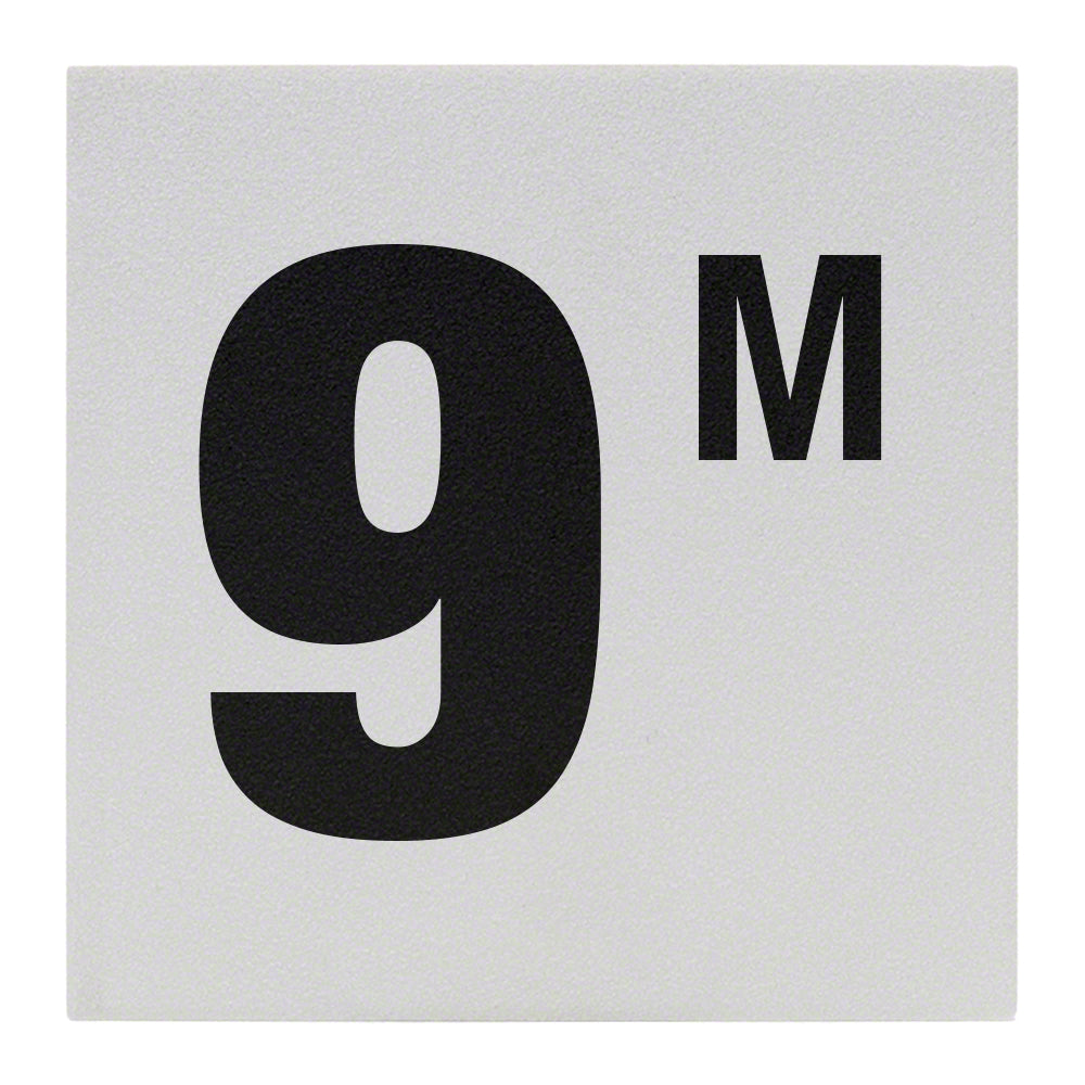 9 M Ceramic Skid Resistant Tile Depth Marker 6 Inch x 6 Inch with 4 Inch Lettering