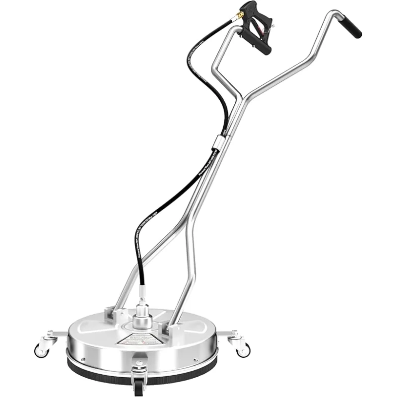 18" Dual Handle Pressure Washer Surface Cleaner with 4 Wheels, 4000 PSI Max Stainless Steel Surface Cleaner for Pressure Washer, 3/8" Inlet Connector, for Concrete, Patio, Sidewalk, Deck