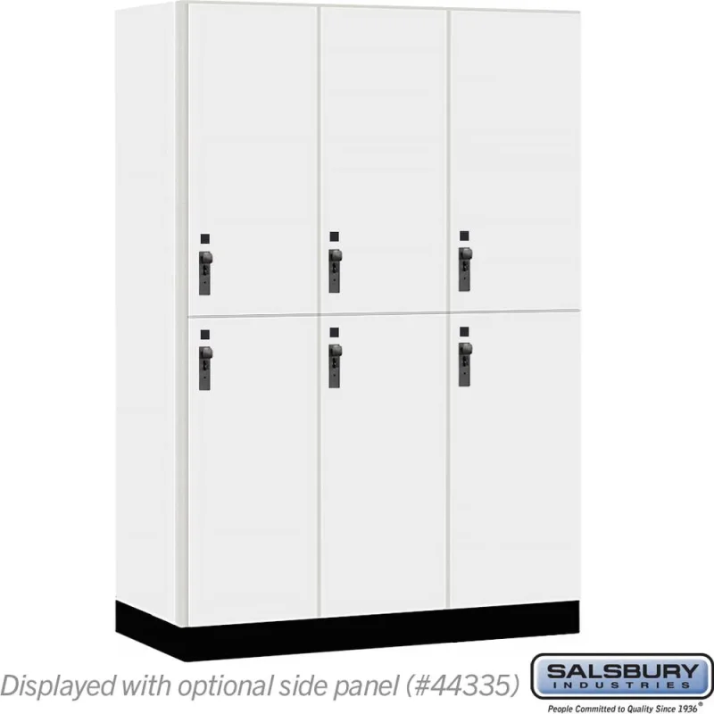 18" Wide Premier Wood Locker - Double Tier-3 Wide - 6 Feet High - 21" Deep by Salsbury Arctic White