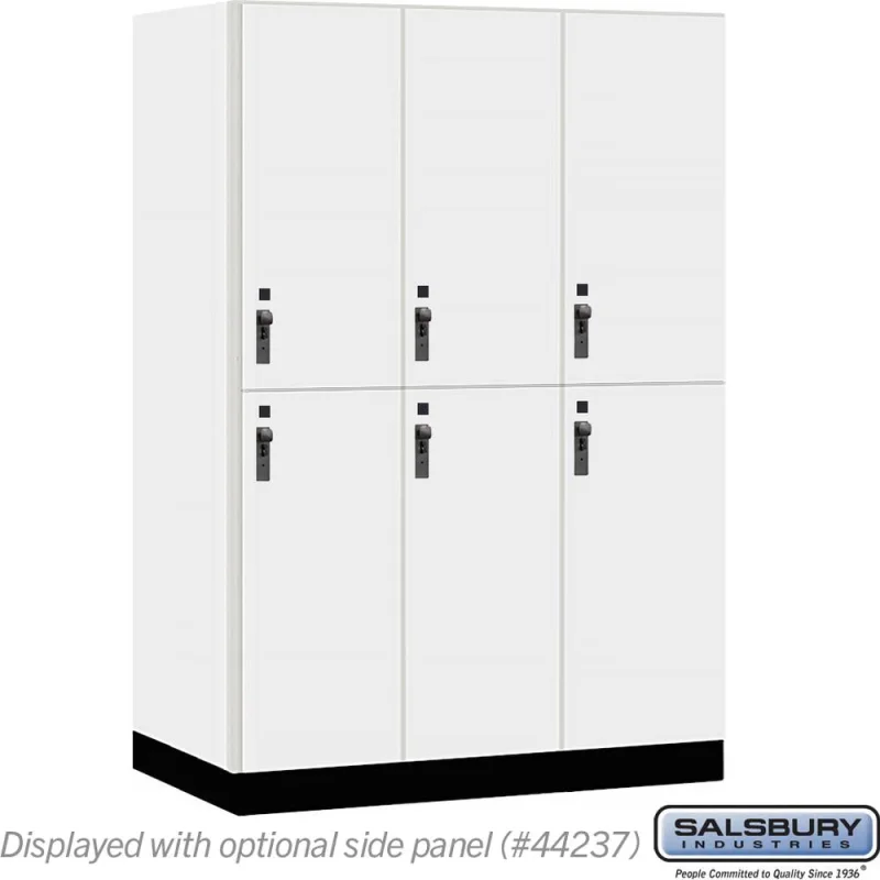 18" Wide Premier Wood Locker - Double Tier-3 Wide - 6 Feet High - 24" Deep by Salsbury Arctic White