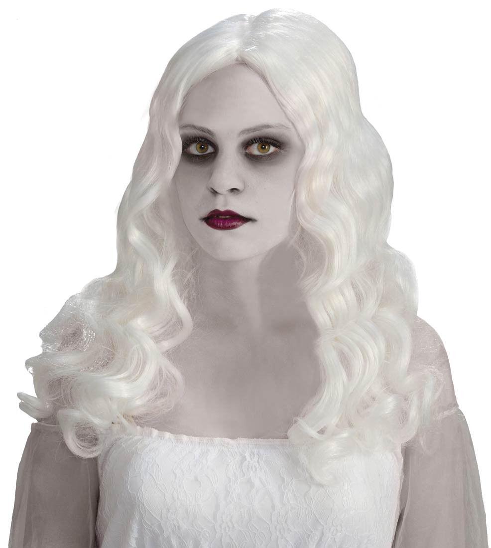 Womens Spirited Ghost Wig Long White Wavy Wig