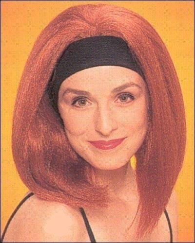 Natural Red Beach Bunny Shoulder Length Wig with Attached Black Headband