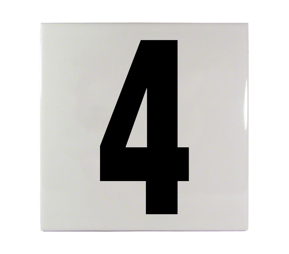4 Ceramic Smooth Tile Depth Marker 6 Inch x 6 Inch with 5 Inch Lettering