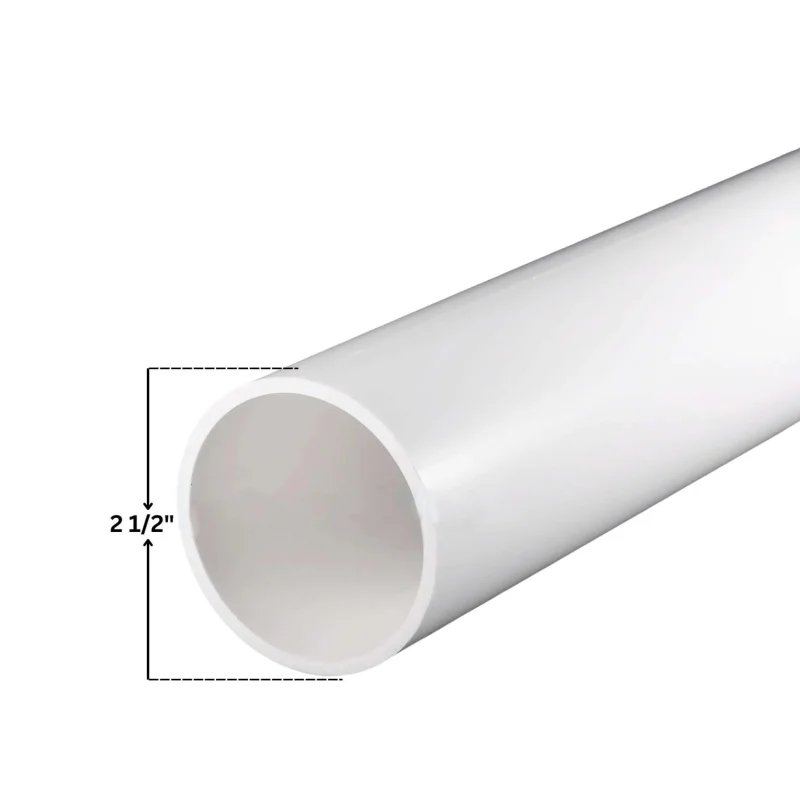 2-1/2" White Schedule 40 PVC Pipe - 10 Ft Pool Plumbing Pipe