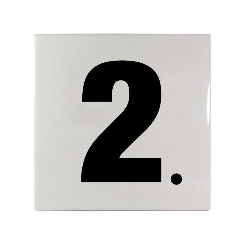 2. Ceramic Smooth Tile Depth Marker 6 Inch x 6 Inch with 4 Inch Lettering