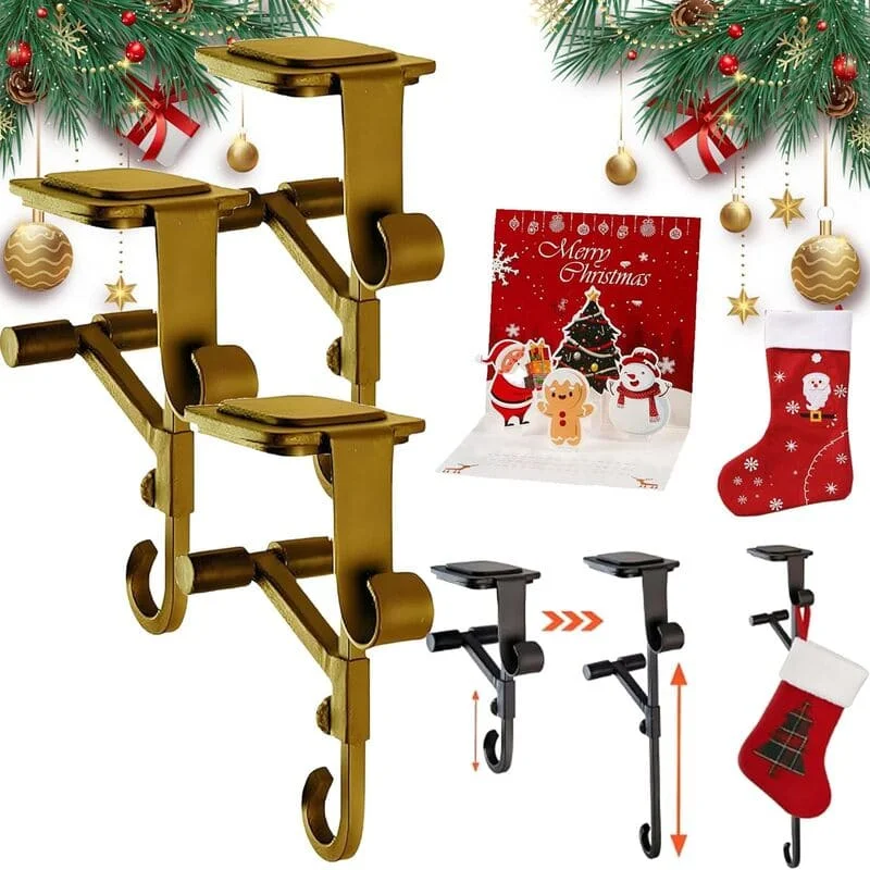 2 In 1 Adjustable Christmas Garland and Stocking Hanger Gold