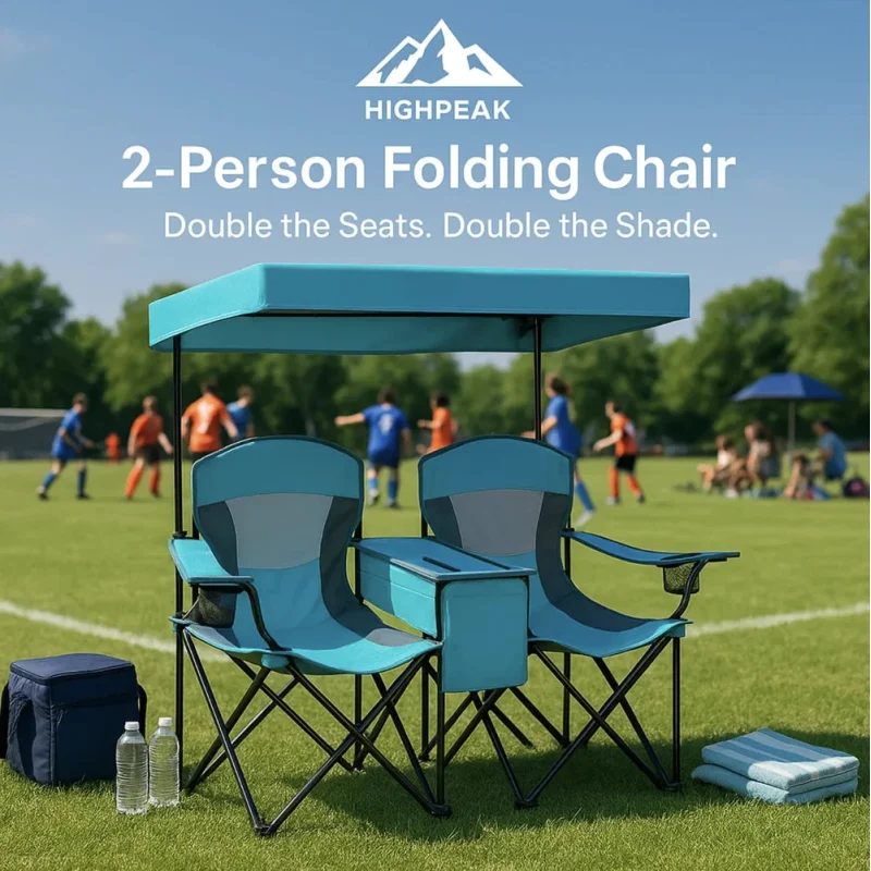 2-Person Folding Camping Chair 1 Set (2 Chairs)