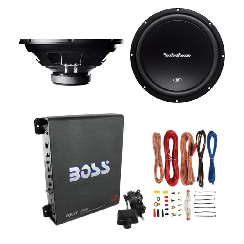 2) Rockford Fosgate R1S4-12 12" 600W Subwoofers Subs + Mono Amplifier + Amp Kit
