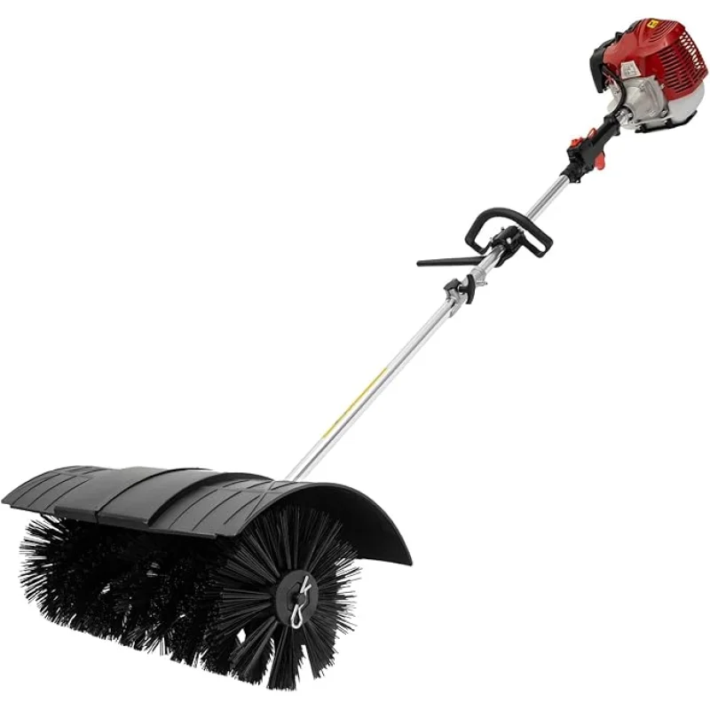 2-Stroke 52CC Gas Power Handheld Sweeper, Motor Side-Mounted Sweepers Snowplow Broom Driveway Turf Lawns Artificial Grass Power Brush Lawn Sweeper Cleaner Tools (52CC 1.7HP)