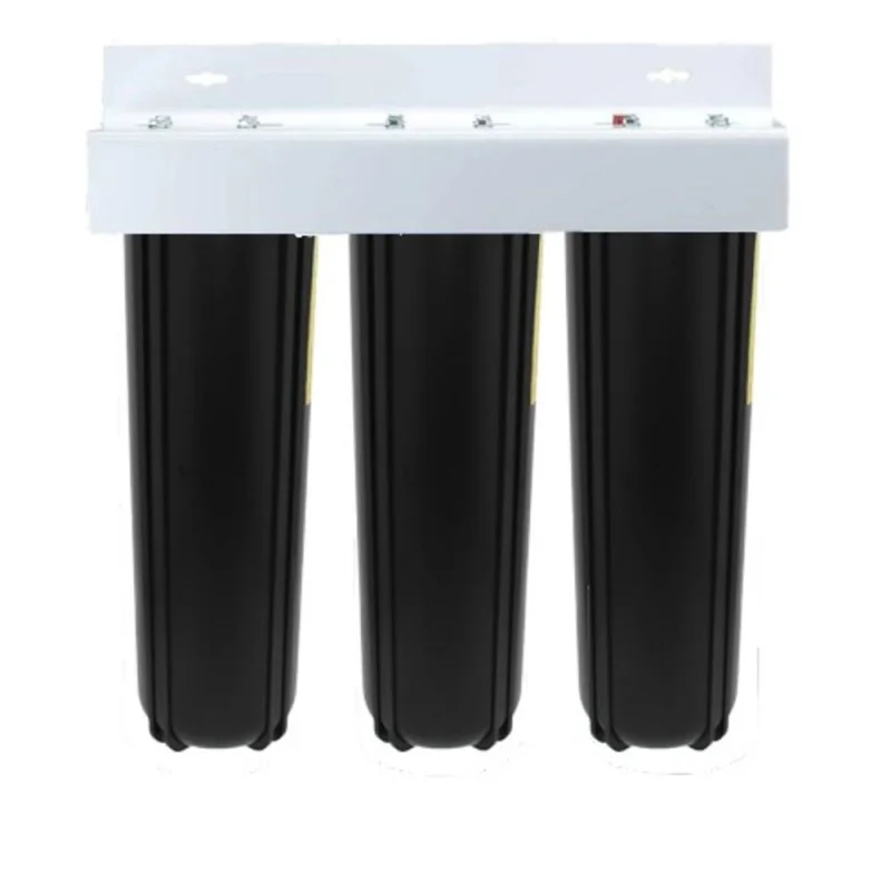 20" Big Flow Triple Series Plumbed Filter Housing DIY 1.5" FPT