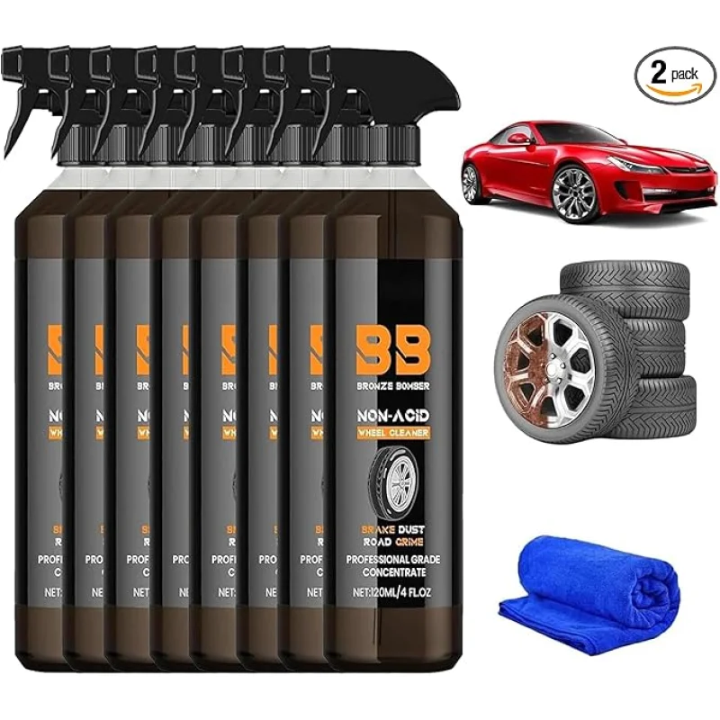 2025 Upgraded Bronze Bomber Wheel Cleaner, Tire Cleaner,- Safe on Chrome and All Wheel Finishes - Brake Dust, Dirt, Browning, Grease, and Grime Remover (US Stock) (8)
