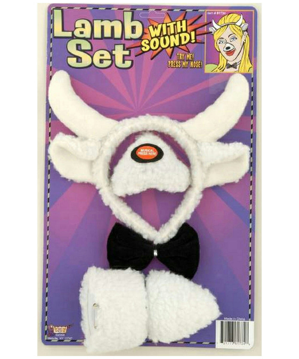 Lamb Accessory Kit Headband and Nose Ears Bow Tie Set with Sound