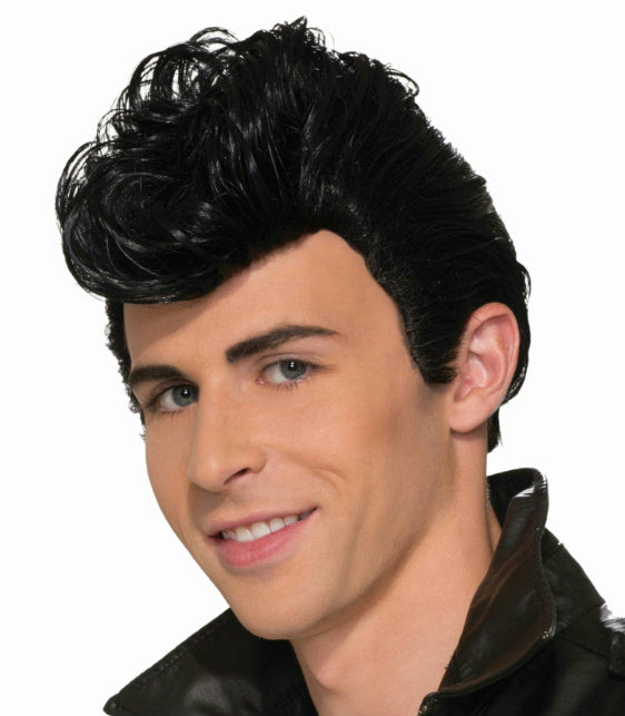 Black 50's Greaser Mens Costume Wig