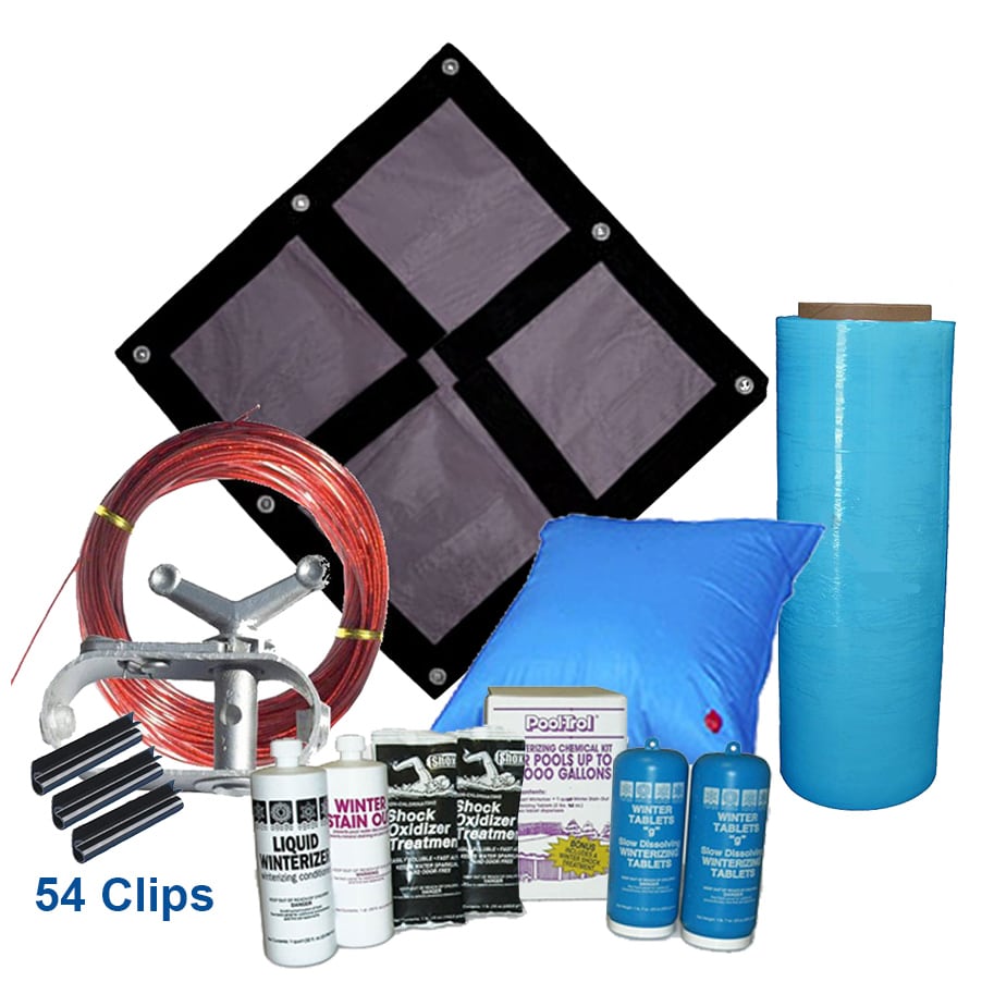 24' Solid Round Above Ground Ultra Premium Winter Pool Cover with Pillow, Cover Seal, and Winter Closing Kit, 25 Year Warranty