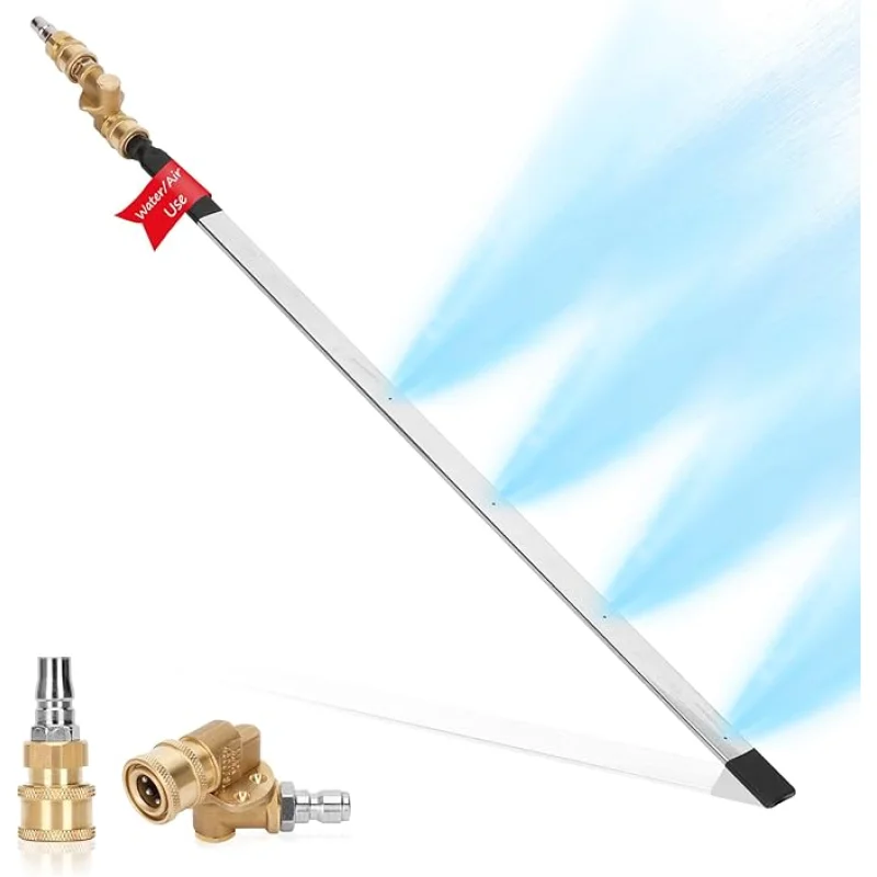 24" Radiator Cleaning Wand Set - 1500PSI Stainless Steel Dual Water/Air Radiator cleaner Cleaner/Pressure Washer Gun Adapter & Tips, Fit for Household Cars, Trucks, RV Radiators