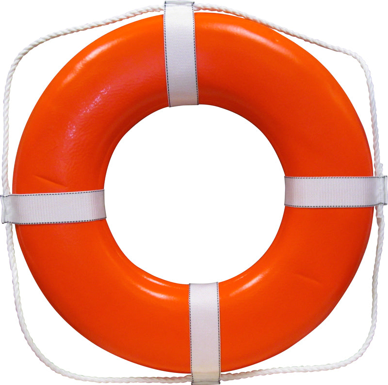 USCG Solid Foam 30 Inch Life Ring Buoy With Webbing - Orange