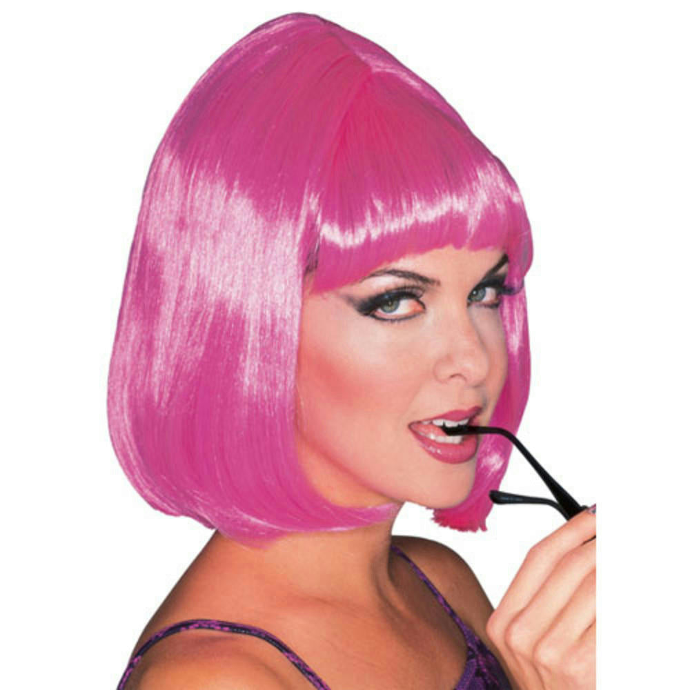 Pink Shoulder Length Bouffant Style Starlet Fashion Wig with Bangs