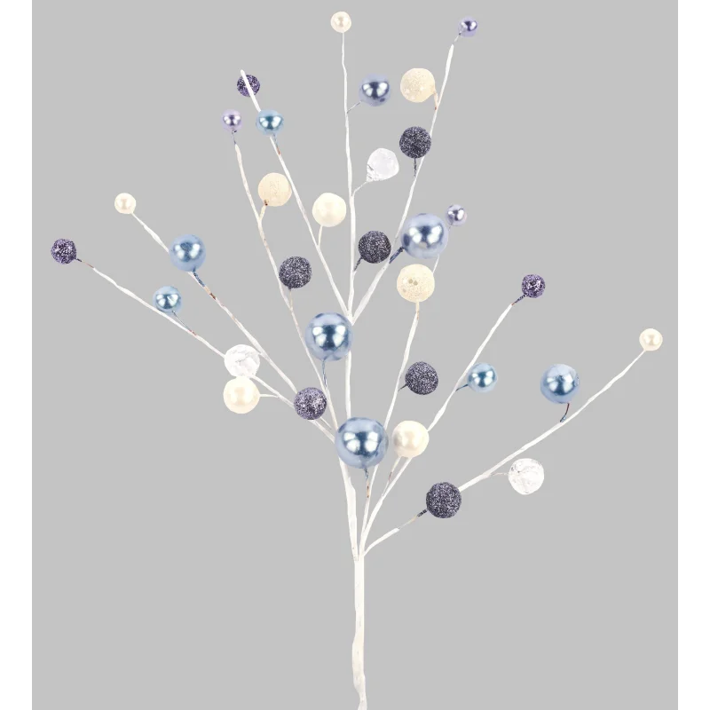 25" Glittered Ball Diamond Spray (Pewter/Pearl White/Ice Blue)