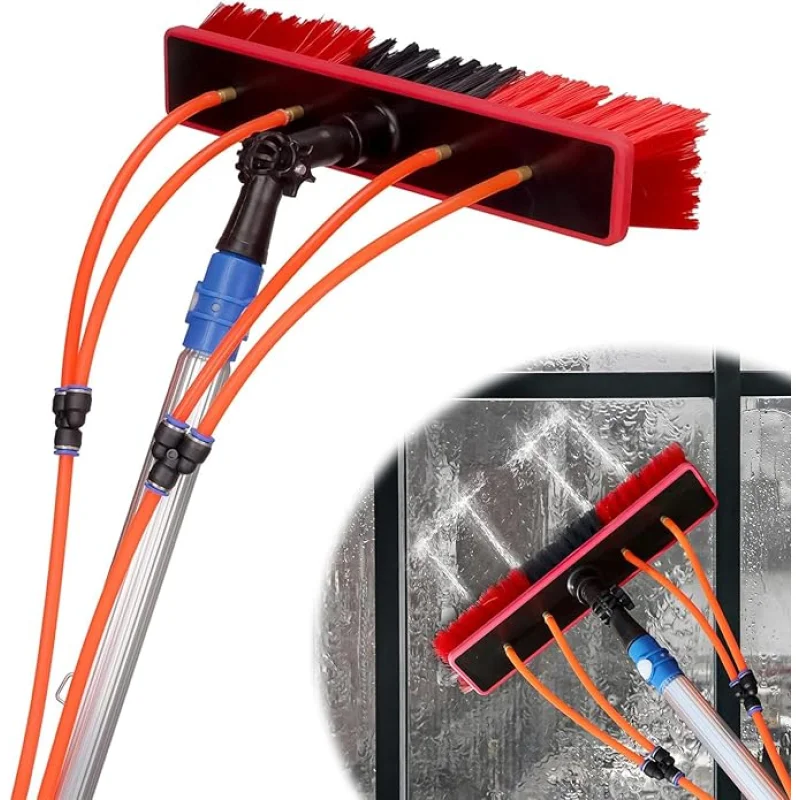 26 FT Water Fed Pole Kit Adjustable Solar Panel Cleaning Kit Cleaner Tool for Window Glass Roof Outdoor Glass Brush Window Washing Equipment (26ft)